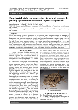 Experimental Study on Compressive Strength of Concrete by Partially Replacement of Cement with Sugar Cane Bagasse Ash