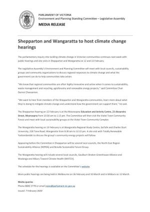 07 FEB 2020 Shepparton and Wangaratta to Host Climate Change