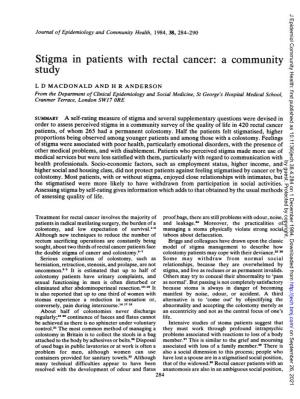 Stigma in Patientswith Rectal Cancer: a Community Study