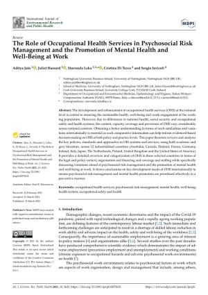 The Role of Occupational Health Services in Psychosocial Risk Management and the Promotion of Mental Health and Well-Being at Work