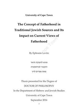 The Concept of Fatherhood in Traditional Jewish Sources and Its Impact on Current Views of Fatherhood