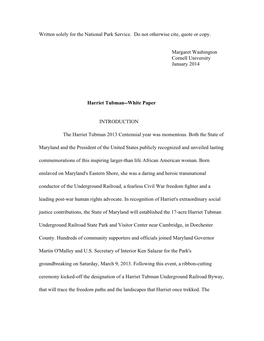 Harriet Tubman--White Paper