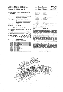 Valve for Waste Collection and Storage