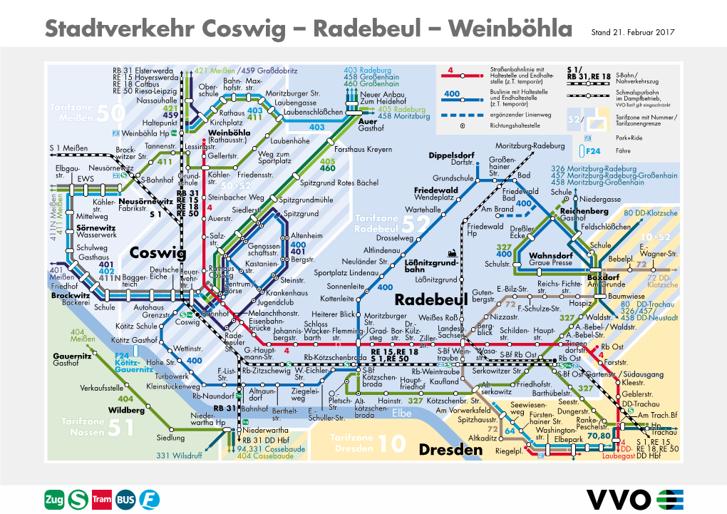 VVO-Stadtverkehr Coswig – Radebeul – Weinböhla; Stand: 21. Februar 2017