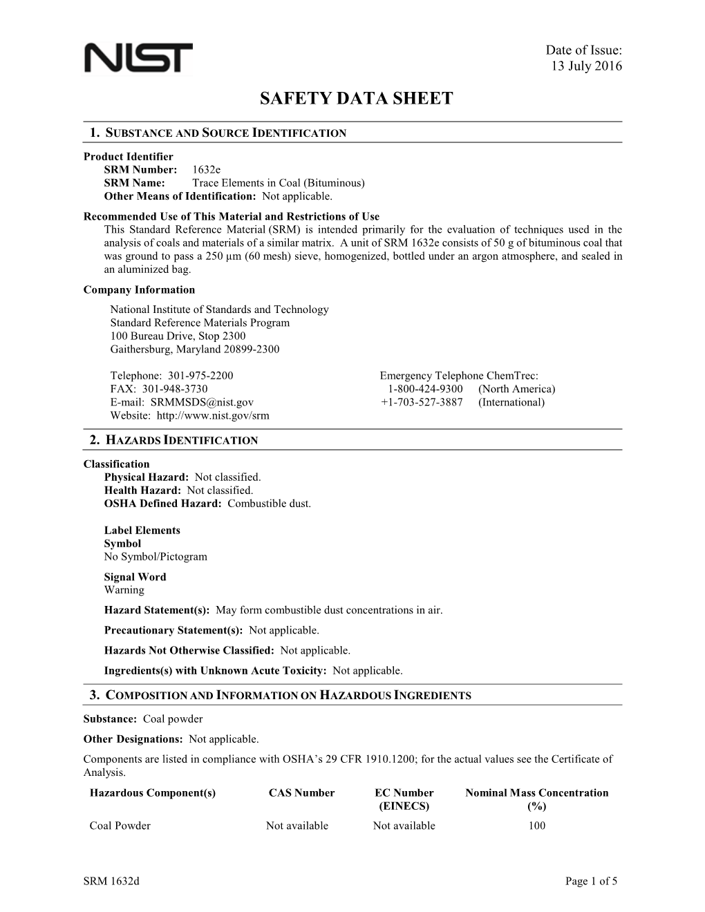 Material Safety Data Sheet