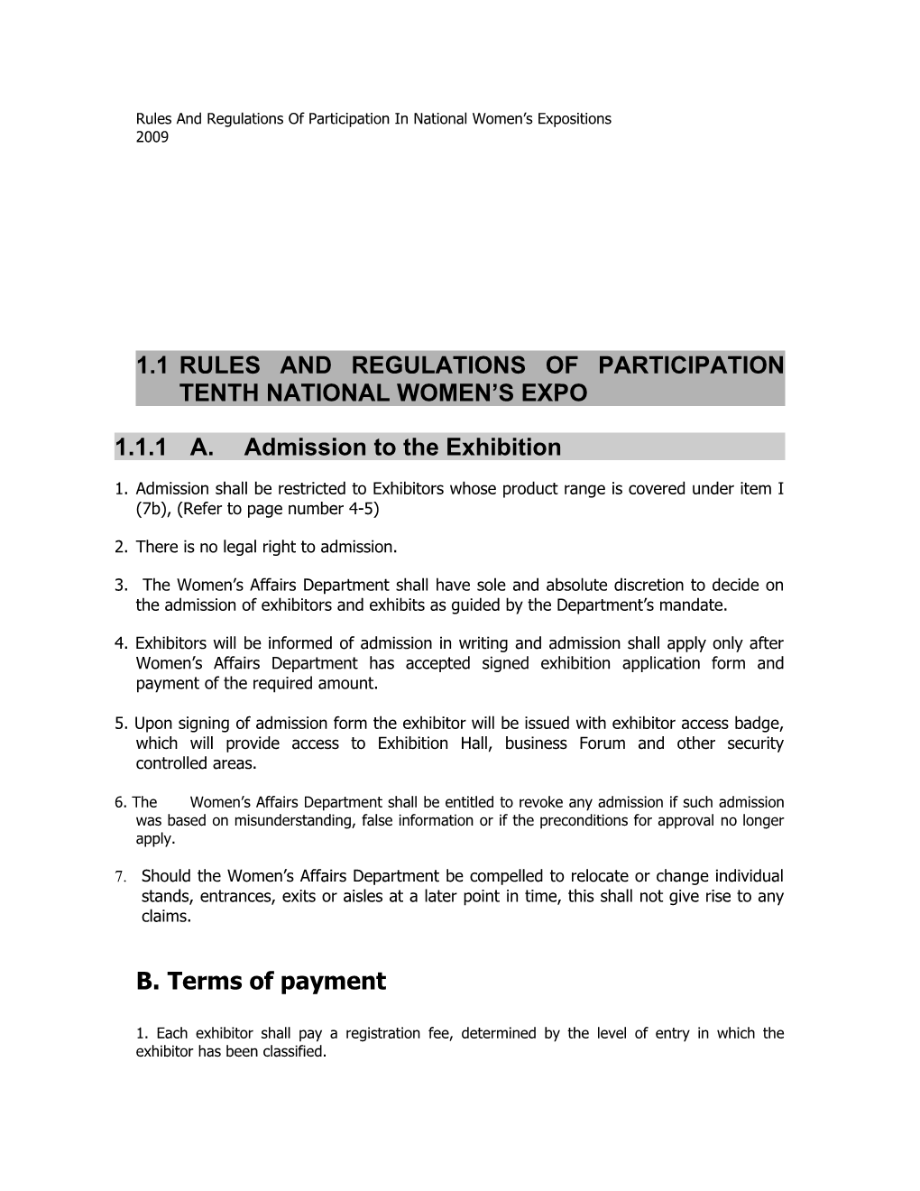 Rules and Regulations of Participation in National Women S Expositions