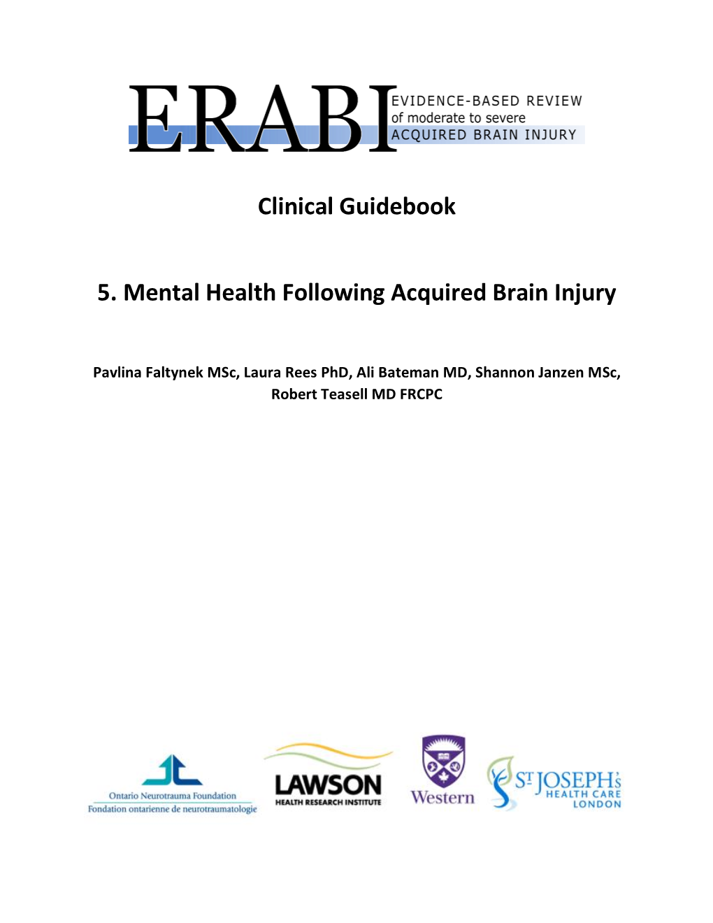Clinical Guidebook 5. Mental Health Following Acquired Brain Injury