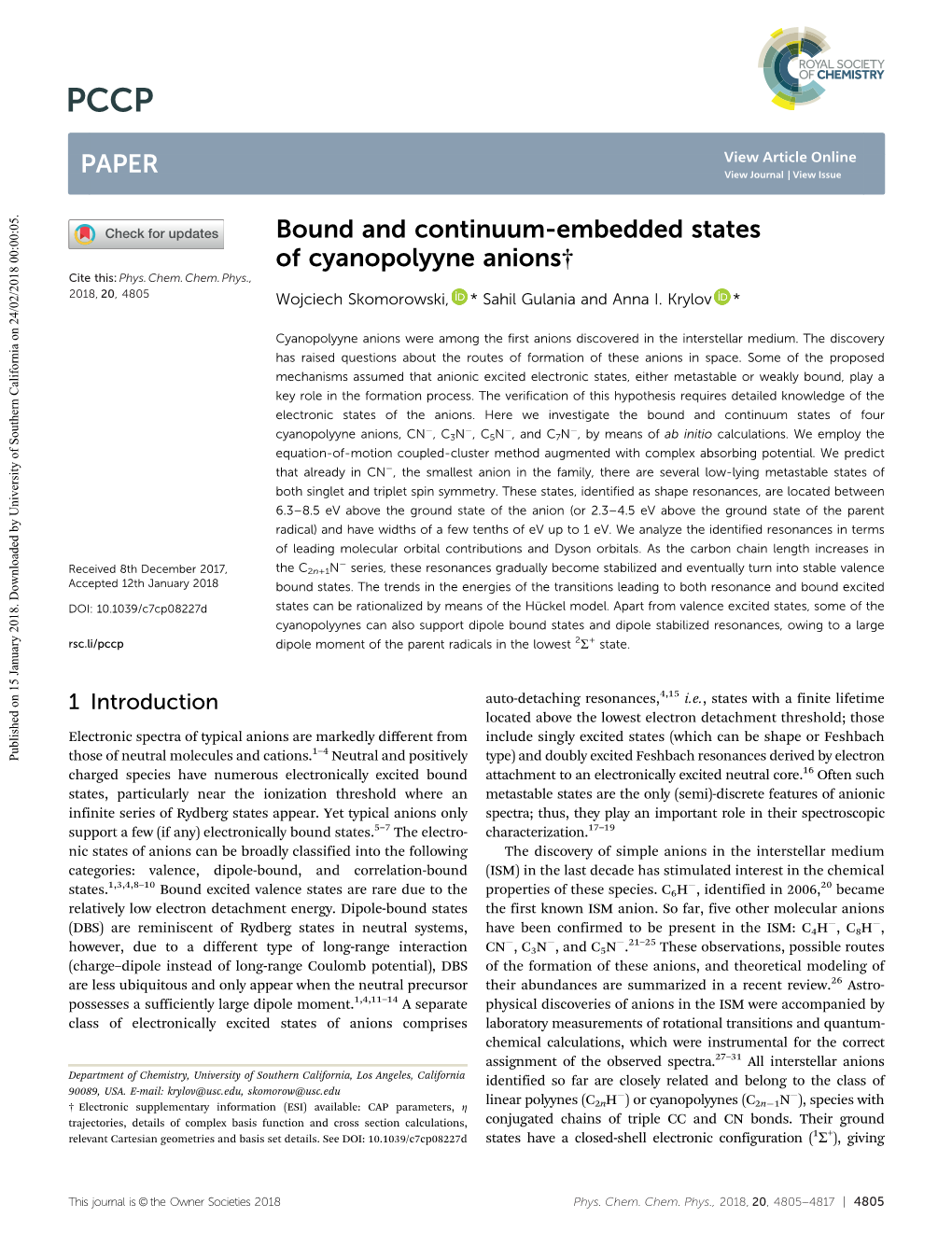 Bound and Continuum-Embedded States of Cyanopolyyne Anions† Cite This: Phys