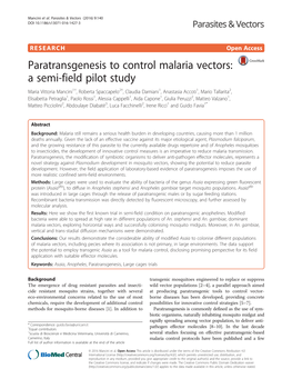 Paratransgenesis to Control Malaria Vectors