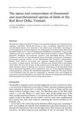 The Status and Conservation of Threatened and Near-Threatened Species of Birds in the Red River Delta, Vietnam