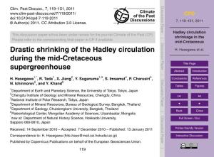 Hadley Circulation Shrinkage in the Mid-Cretaceous