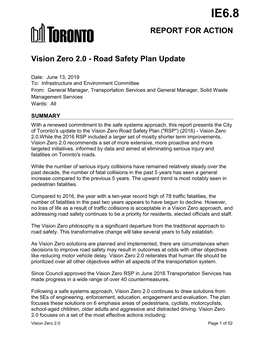Vision Zero 2.0 - Road Safety Plan Update