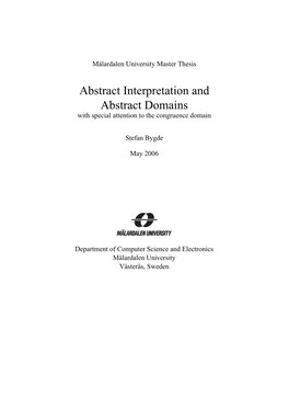 Abstract Interpretation and Abstract Domains with Special Attention to the Congruence Domain