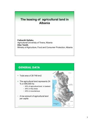 The Leasing of Agricultural Land in Albania GENERAL DATA