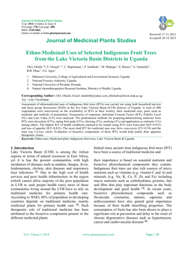 Journal of Medicinal Plants Studies Ethno-Medicinal Uses of Selected