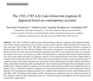 The 1783–1785 A.D. Laki-Grímsvötn Eruptions II: Appraisal Based on Contemporary Accounts
