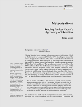 Meteorisations: Reading Amílcar Cabral's Agronomy Of