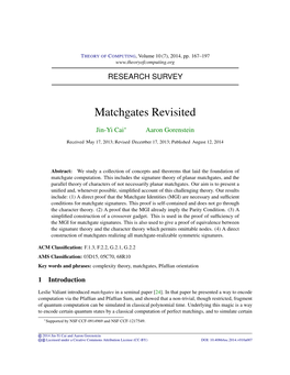 Matchgates Revisited