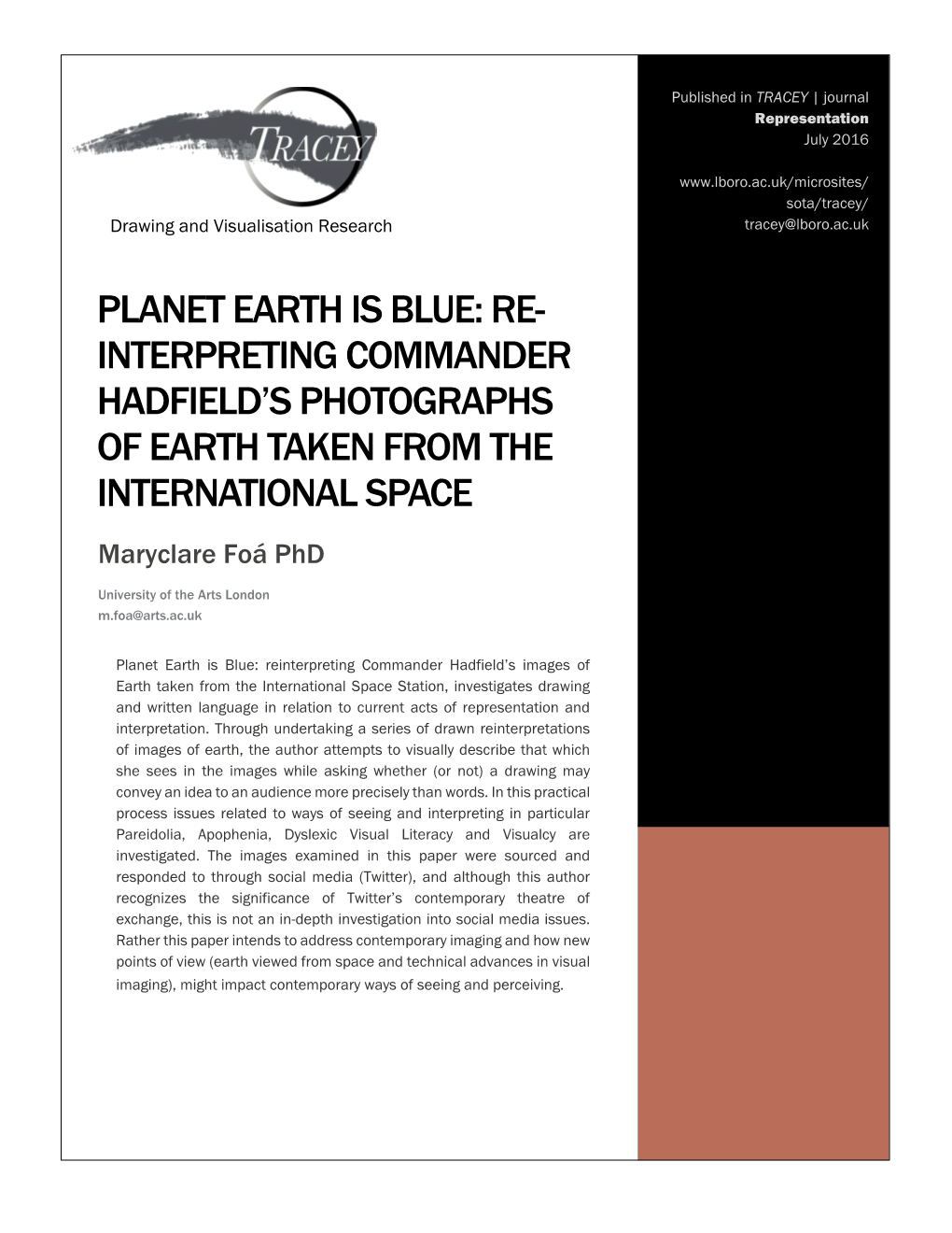 Interpreting Commander Hadfield's Photographs of Earth Taken from The