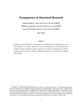 Transparency in Structural Research