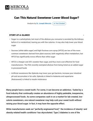 Can This Natural Sweetener Lower Blood Sugar?