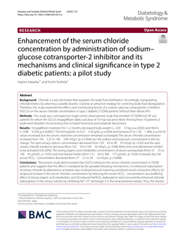 Enhancement of the Serum Chloride Concentration by Administration Of