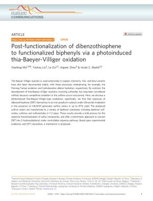 Post-Functionalization of Dibenzothiophene to Functionalized