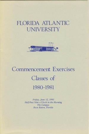Commencement Exercises Classes of 1980-1981