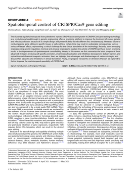 Spatiotemporal Control of CRISPR/Cas9 Gene Editing