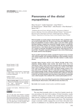 Panorama of the Distal Myopathies