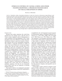 Stimulus Control of Caudal Luring and Other Feeding Responses: a Program for Research on Visual Perception in Vipers