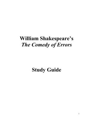 William Shakespeare's the Comedy of Errors Study Guide