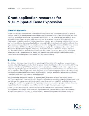 Grant Application Resources for Visium Spatial Gene Expression