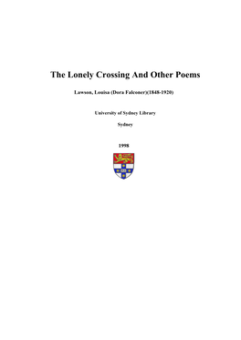 The Lonely Crossing and Other Poems