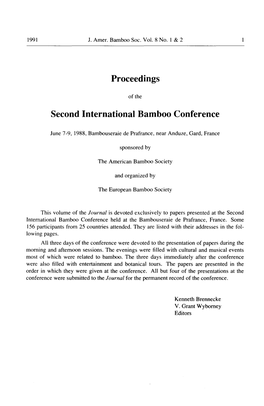 Proceedings Second International Bamboo Conference