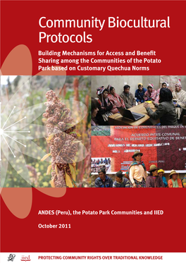 Community Biocultural Protocols Building Mechanisms for Access and Benefit Sharing Among the Communities of the Potato Park Based on Customary Quechua Norms