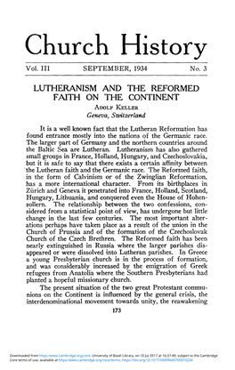 Lutheranism and the Reformed Faith on the Continent