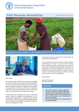 FAO Rwanda Newsletter, September 2019