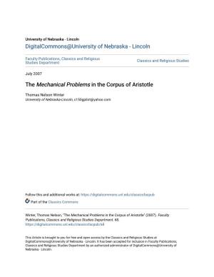 The Mechanical Problems in the Corpus of Aristotle