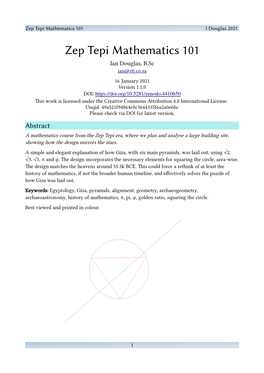 Zep Tepi Mathematics 101 I Douglas 2021