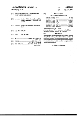 United States Patent (19) 11) 4,406,802 Horodysky Et Al