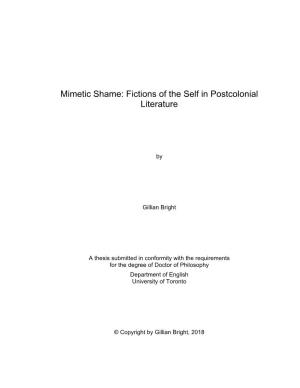 Mimetic Shame: Fictions of the Self in Postcolonial Literature