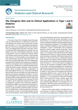 The Ketogenic Diet and Its Clinical Applications in Type I and II Diabetes