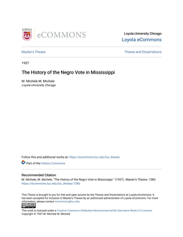 The History of the Negro Vote in Mississippi