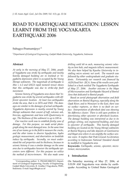 Lesson Learnt from the Yogyakarta Earthquake 2006