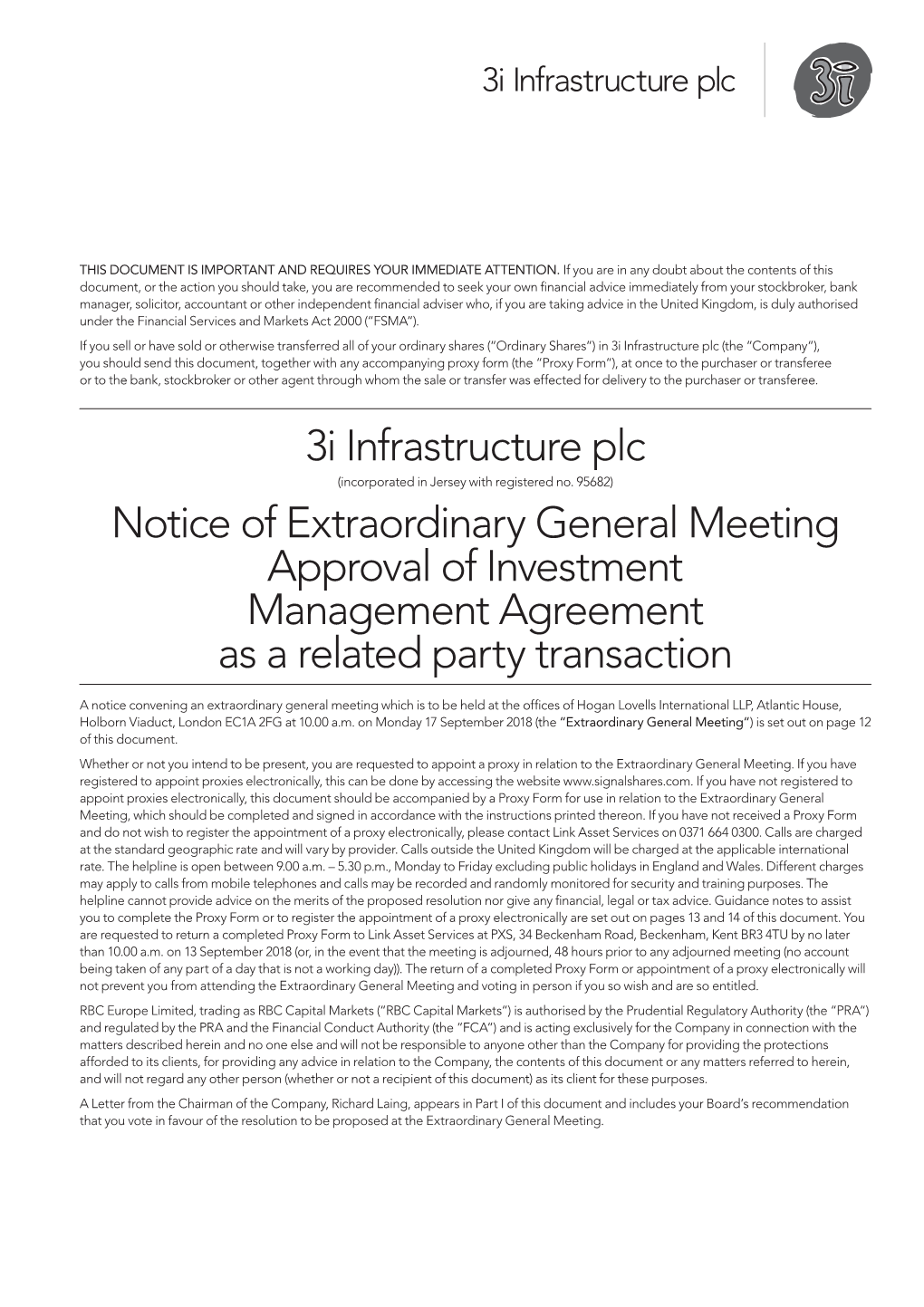 Notice of Extraordinary General Meeting 2018 Part I