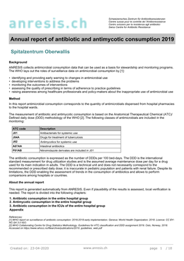 Annual Report of Antibiotic and Antimycotic Consumption 2019