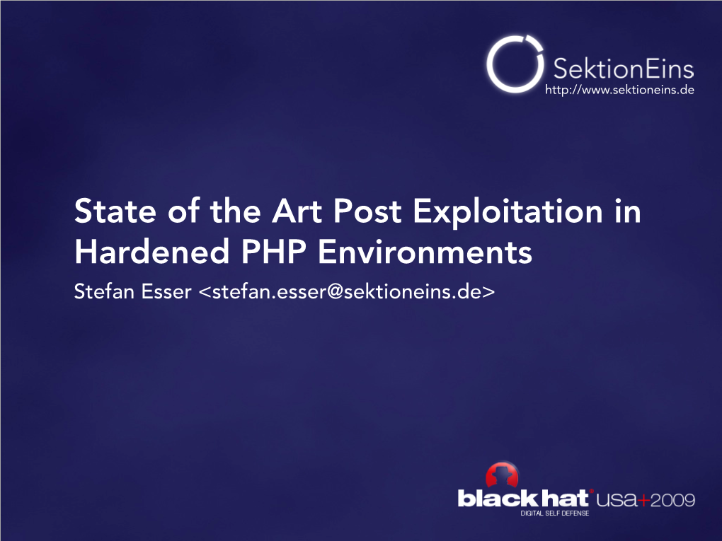 State of the Art Post Exploitation in Hardened PHP Environments