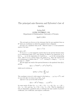 The Principal Axis Theorem and Sylvester's Law of Inertia