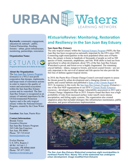 Monitoring, Restoration and Resiliency in the San Juan Bay